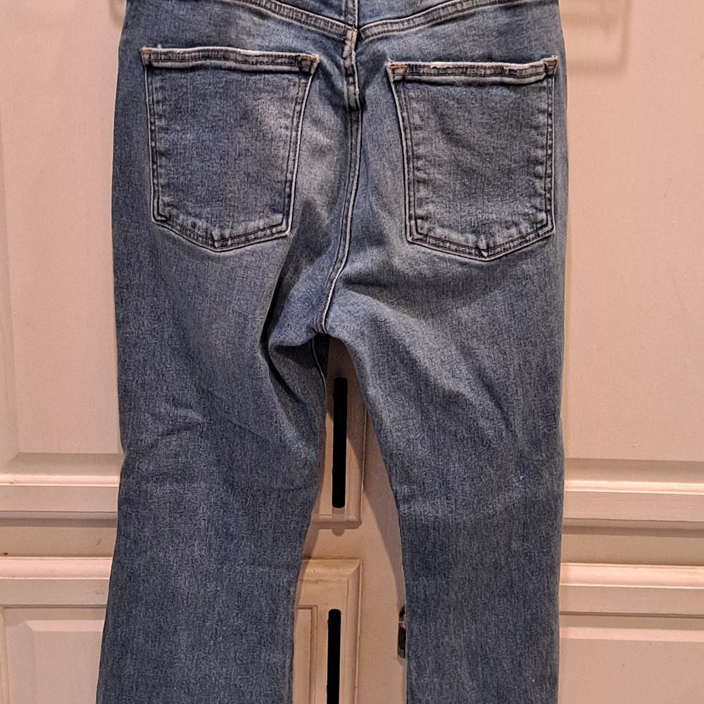 Warp + Weft Blue Patchwork Flare Jeans - image 6